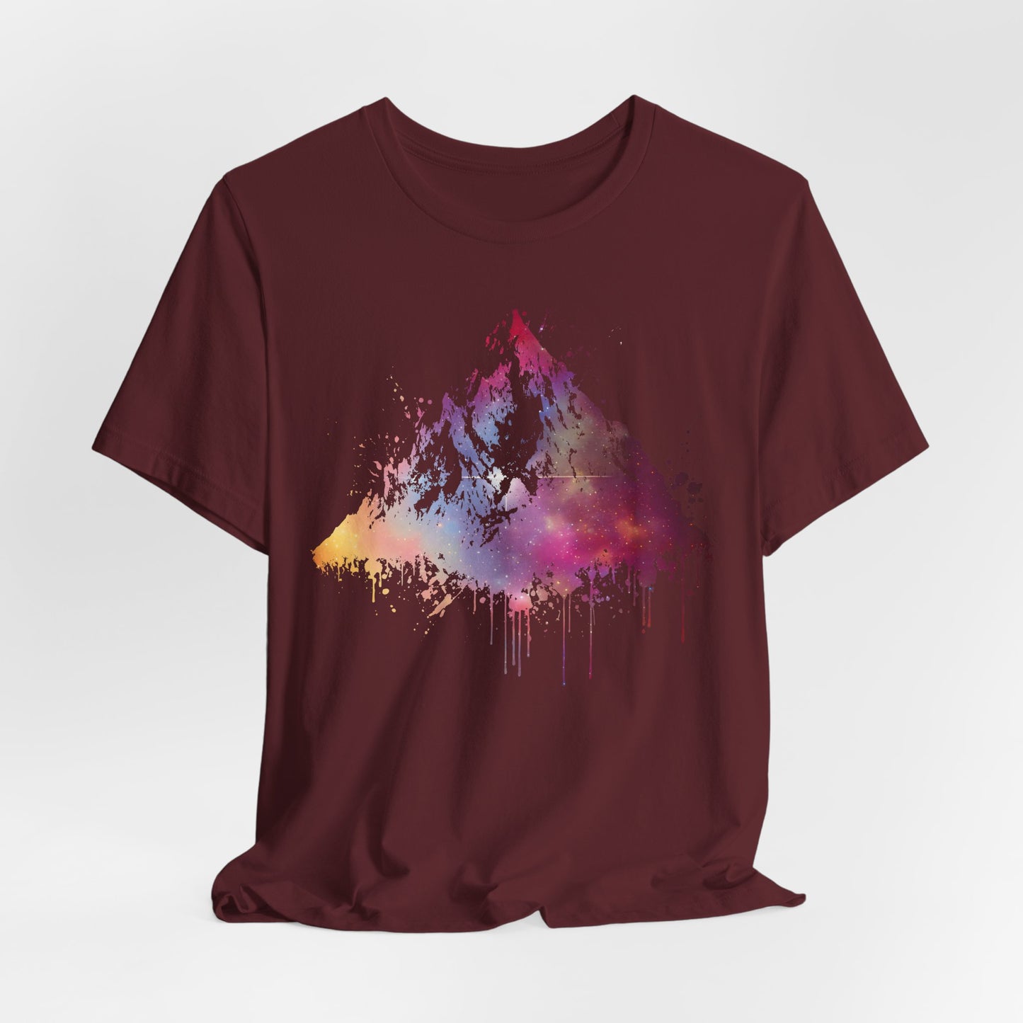 Space Mountain Watercolor Tee — Colorful Drip Peak Graphic T-Shirt