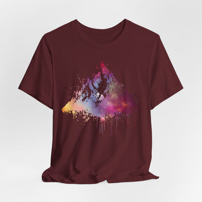 Space Mountain Watercolor Tee — Colorful Drip Peak Graphic T-Shirt