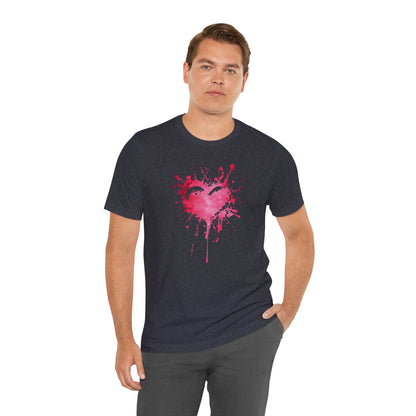 Heart Paint Splash T‑Shirt — Watercolor Pink Heart Graphic Tee