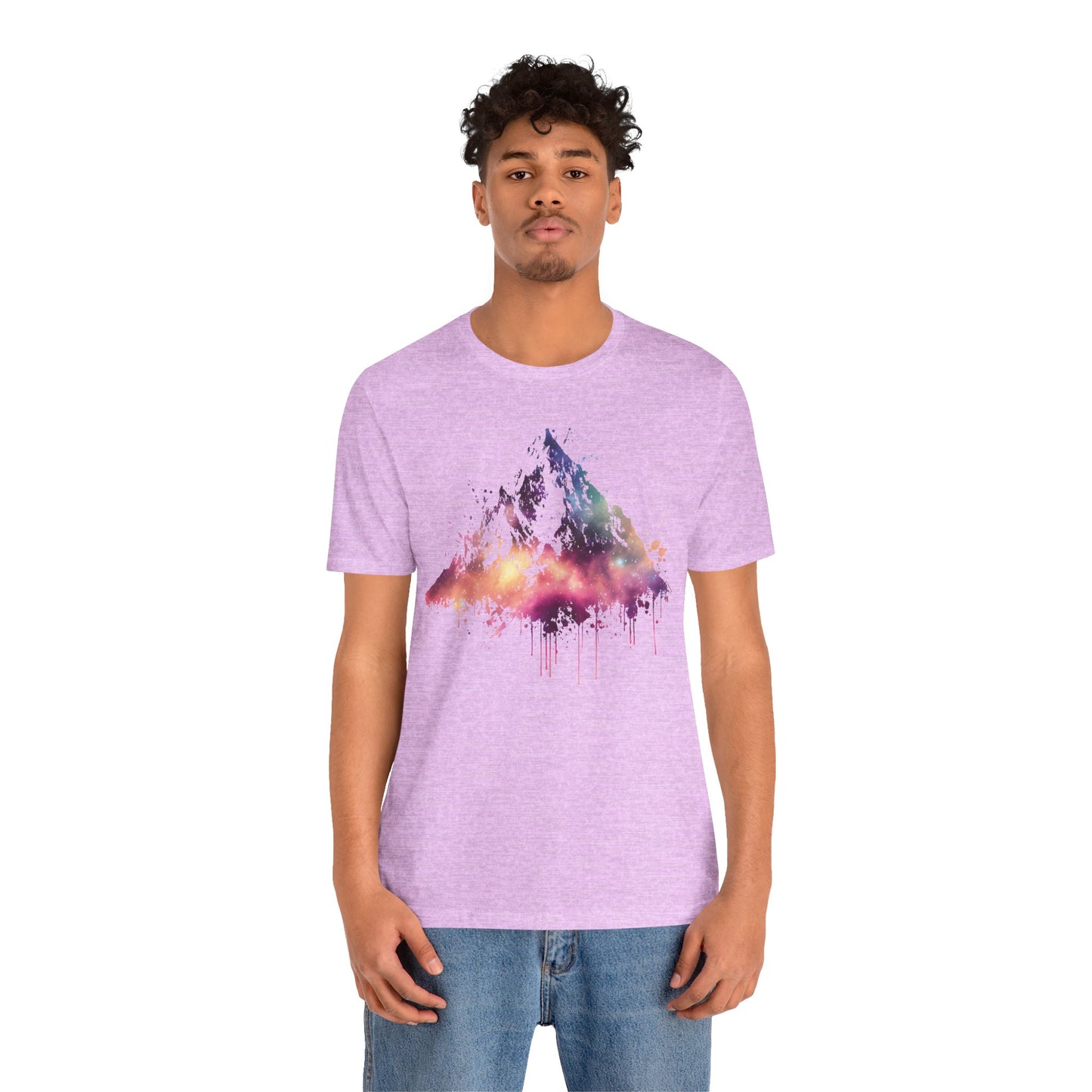 Space Mountain Watercolor Tee — Colorful Drip Peak Graphic T-Shirt