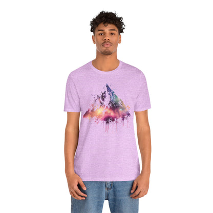 Space Mountain Watercolor Tee — Colorful Drip Peak Graphic T-Shirt