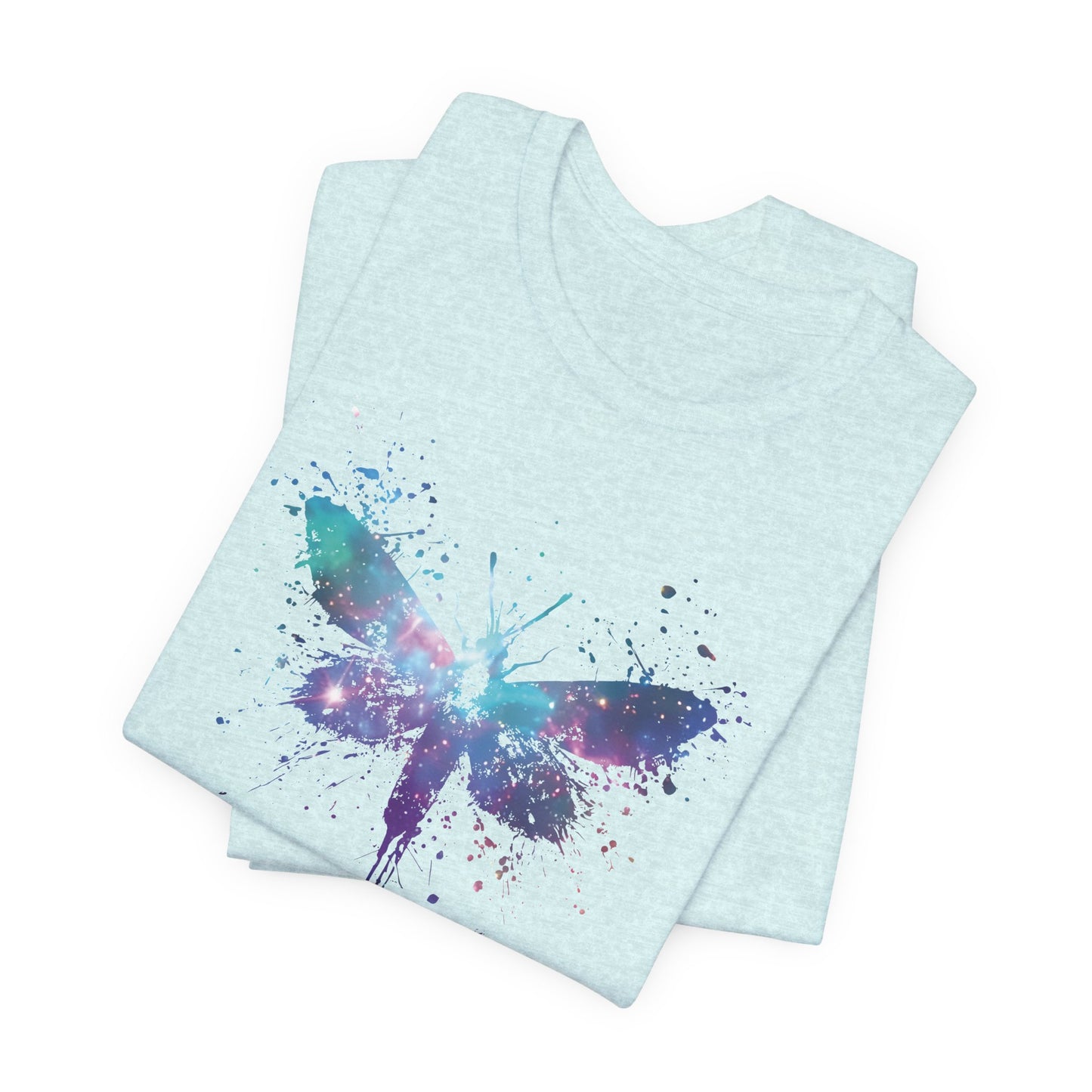 Galaxy Moth Graphic Tee - Watercolor Splatter Butterfly T-Shirt