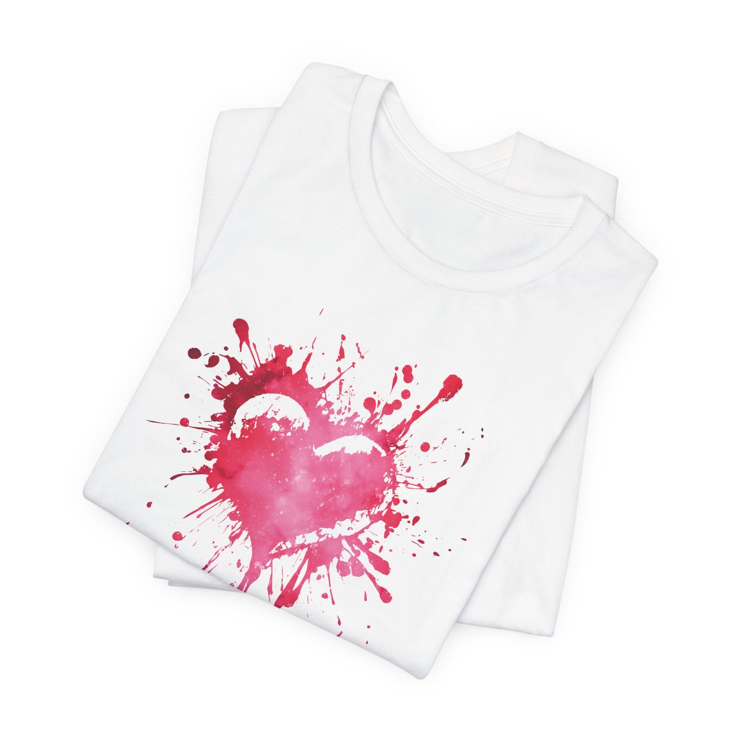 Heart Paint Splash T‑Shirt — Watercolor Pink Heart Graphic Tee