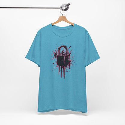 Locked Up Graphic Tee — Dark Splatter Lock Design