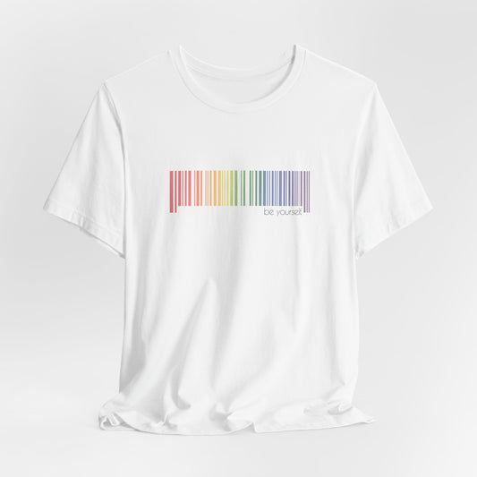 Rainbow Barcode T-Shirt — Minimal Pride Graphic Tee