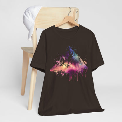 Space Mountain Watercolor Tee — Colorful Drip Peak Graphic T-Shirt