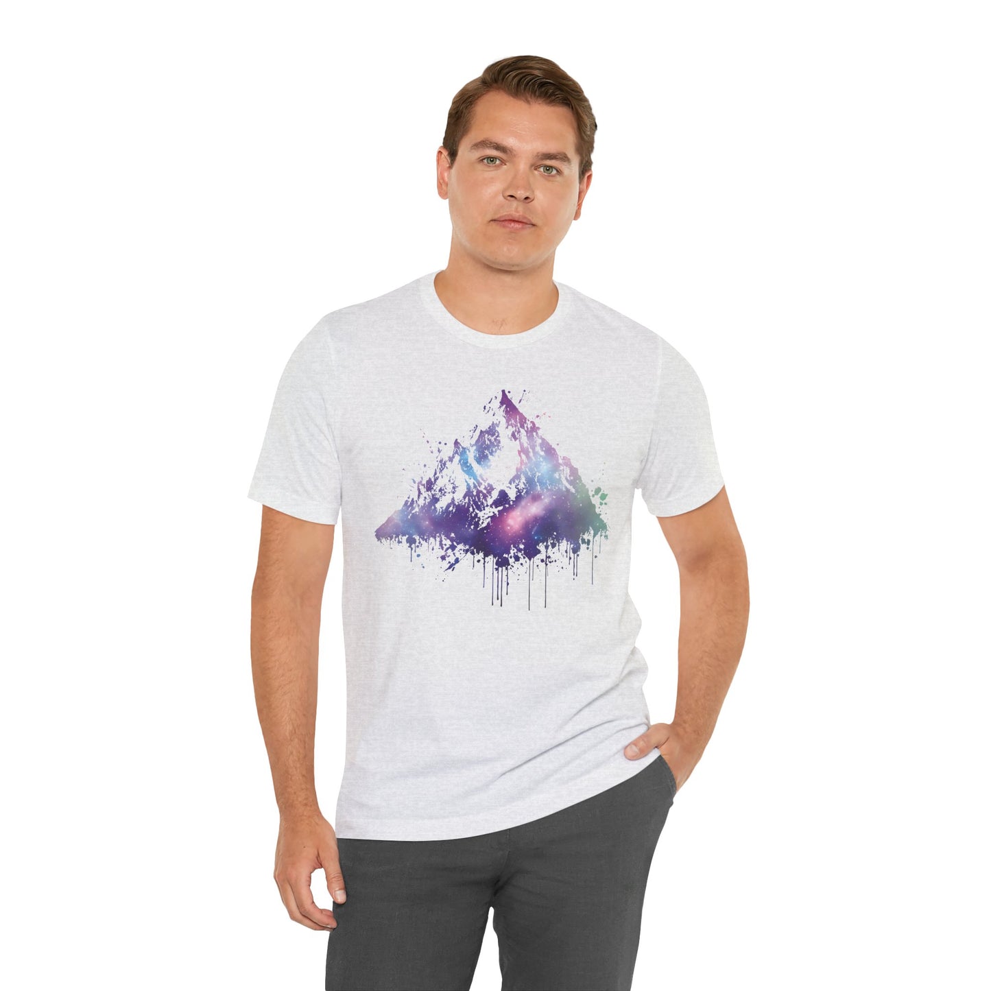 Space Mountain Watercolor Tee — Colorful Drip Peak Graphic T-Shirt