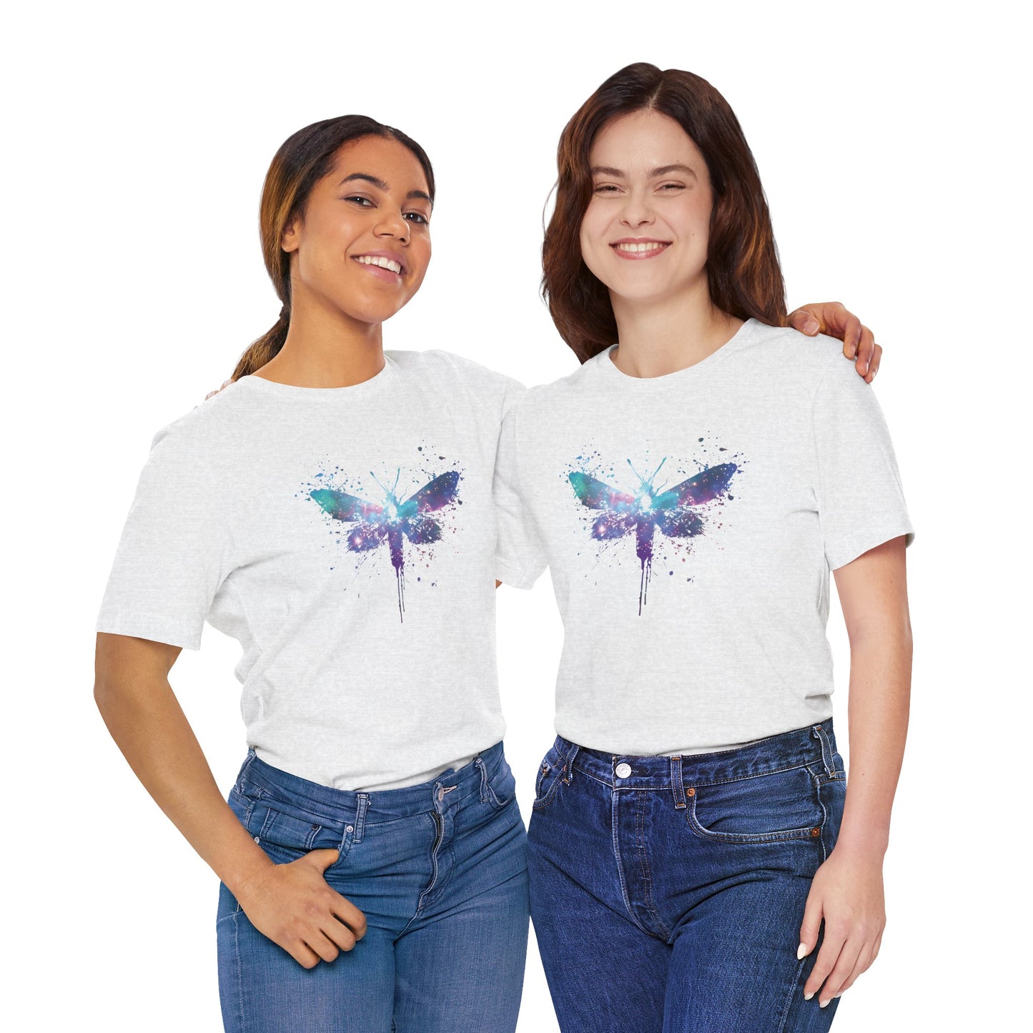 Galaxy Moth Graphic Tee - Watercolor Splatter Butterfly T-Shirt