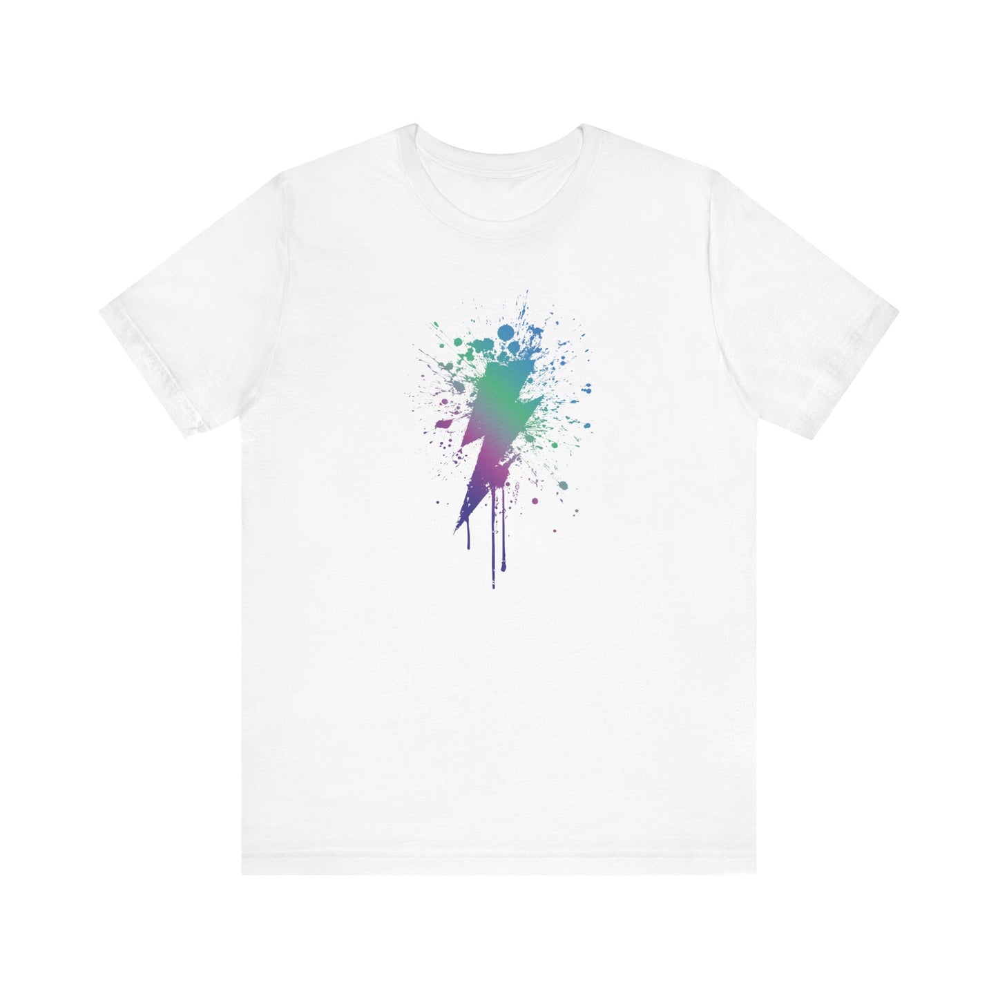Lightning Bolt Paint-Splash T-Shirt — Colorful Graffiti Graphic Tee