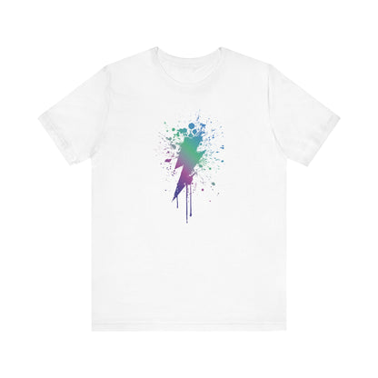 Lightning Bolt Paint-Splash T-Shirt — Colorful Graffiti Graphic Tee