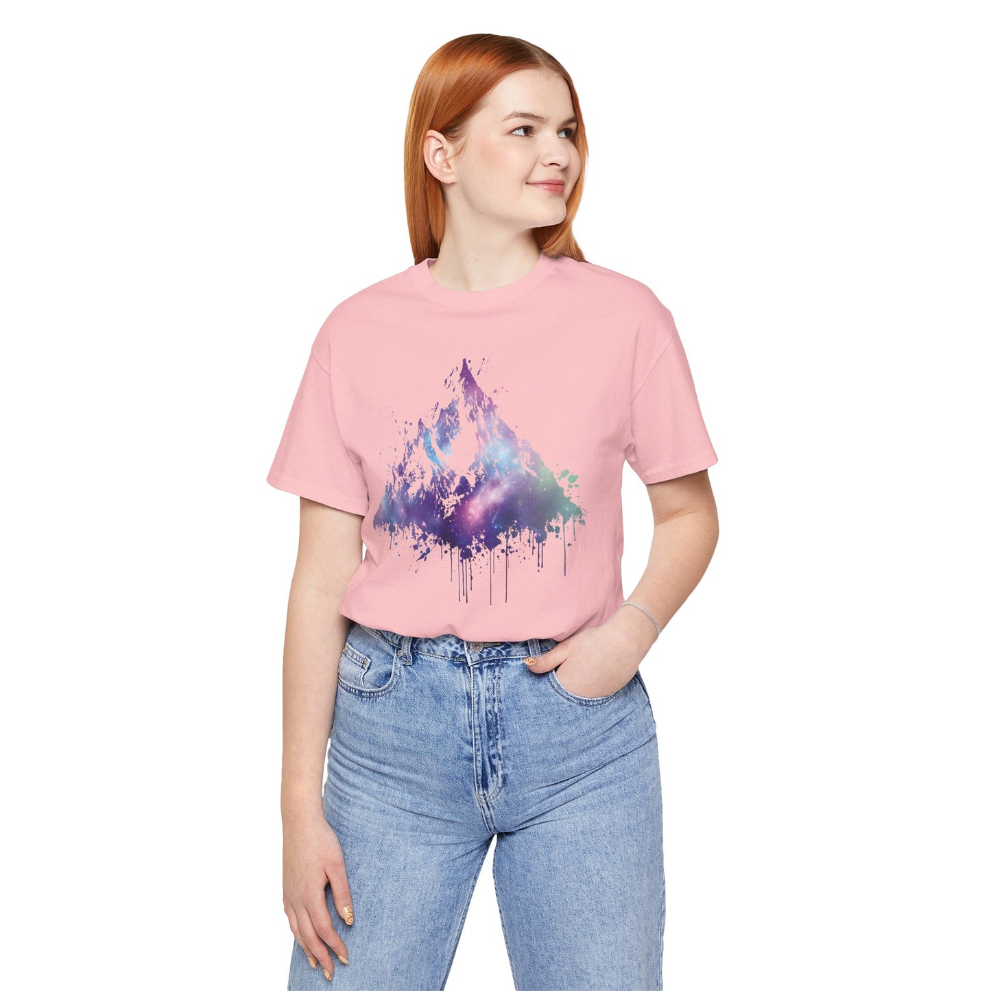 Space Mountain Watercolor Tee — Colorful Drip Peak Graphic T-Shirt
