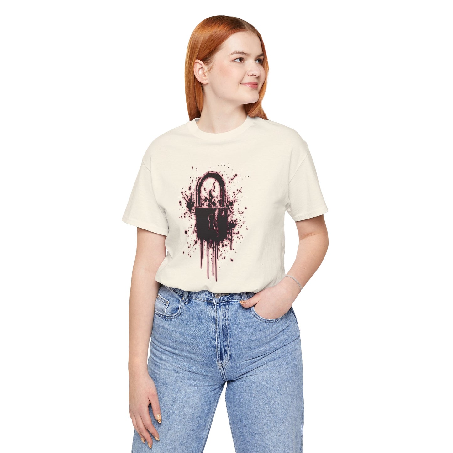 Locked Up Graphic Tee — Dark Splatter Lock Design