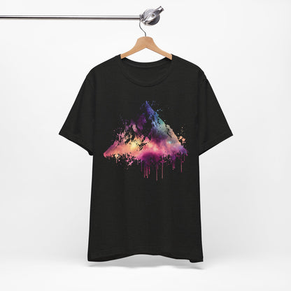 Space Mountain Watercolor Tee — Colorful Drip Peak Graphic T-Shirt