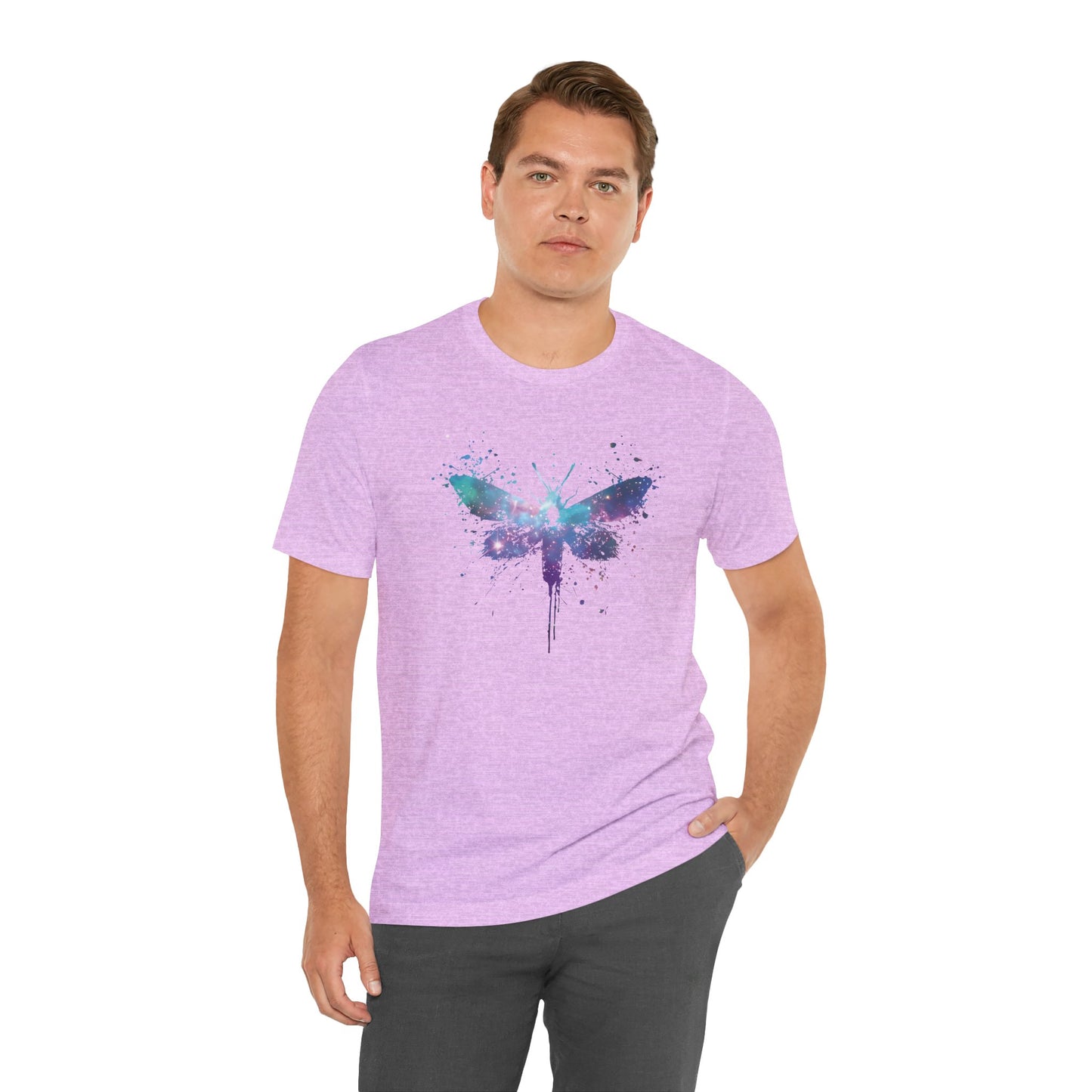 Galaxy Moth Graphic Tee - Watercolor Splatter Butterfly T-Shirt