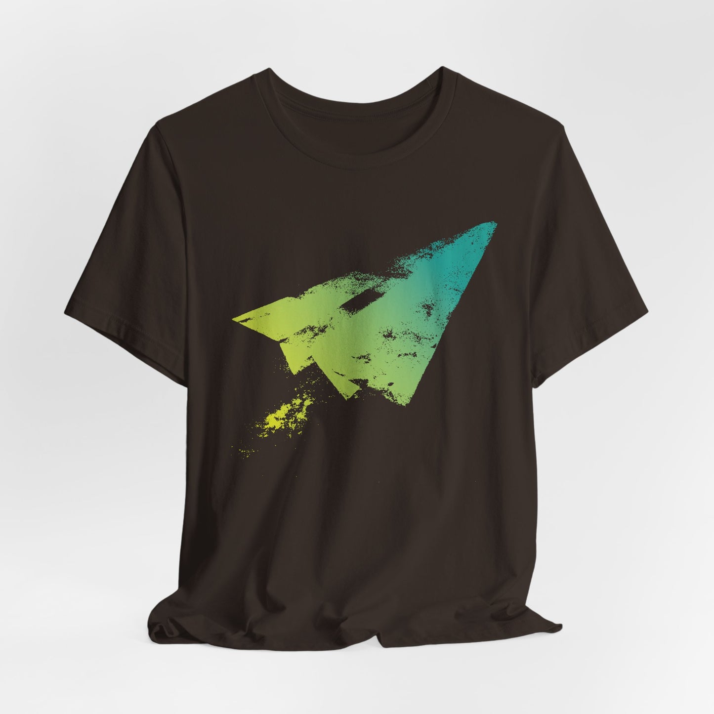 Paper Airplane Graphic Tee — Green Gradient Flight T‑Shirt