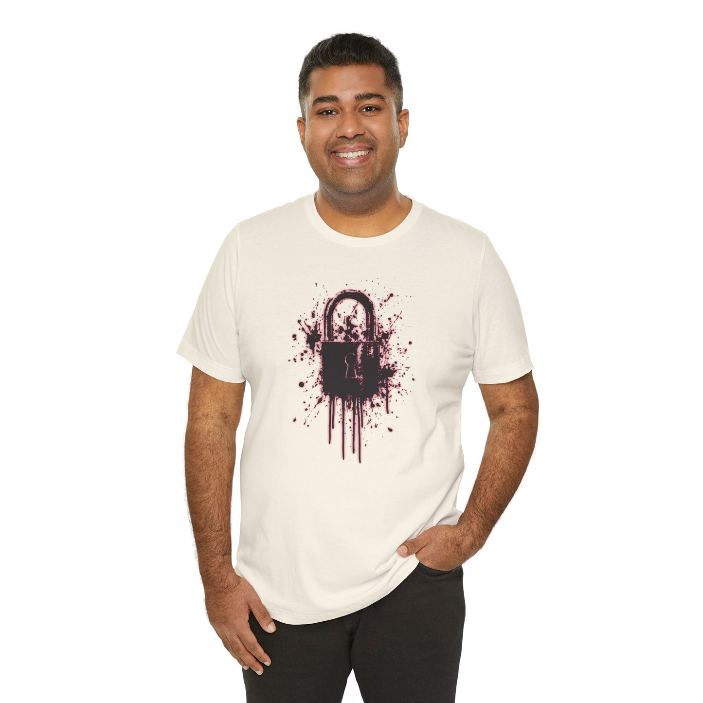 Locked Up Graphic Tee — Dark Splatter Lock Design