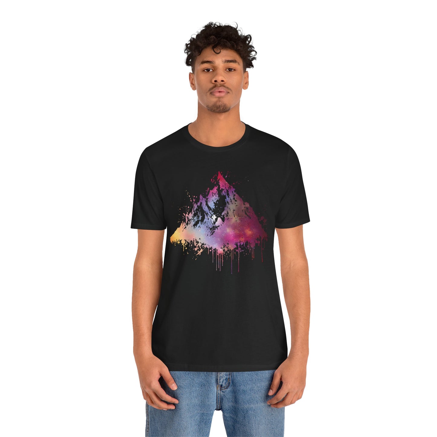 Space Mountain Watercolor Tee — Colorful Drip Peak Graphic T-Shirt