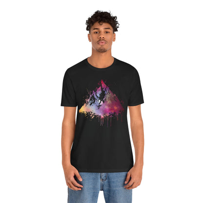 Space Mountain Watercolor Tee — Colorful Drip Peak Graphic T-Shirt