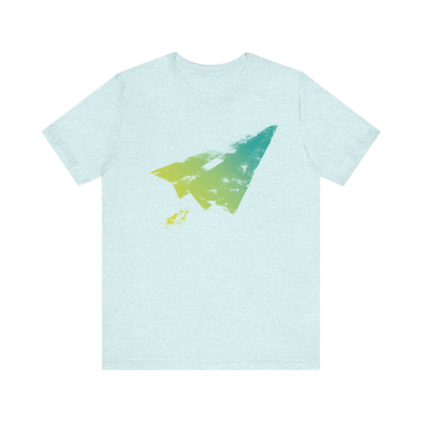 Paper Airplane Graphic Tee — Green Gradient Flight T‑Shirt