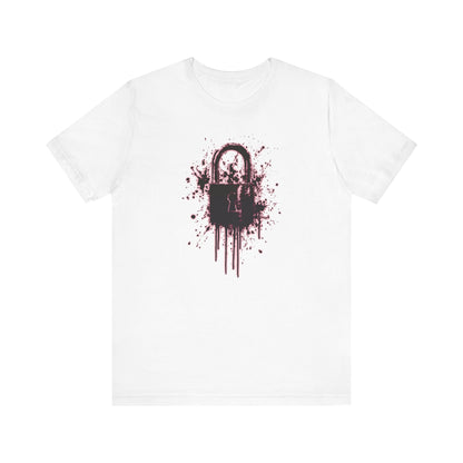 Locked Up Graphic Tee — Dark Splatter Lock Design