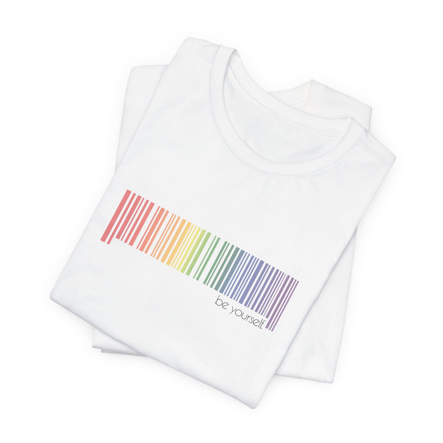 Rainbow Barcode T-Shirt — Minimal Pride Graphic Tee