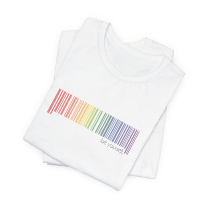 Rainbow Barcode T-Shirt — Minimal Pride Graphic Tee