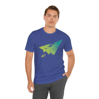 Paper Airplane Graphic Tee — Green Gradient Flight T‑Shirt