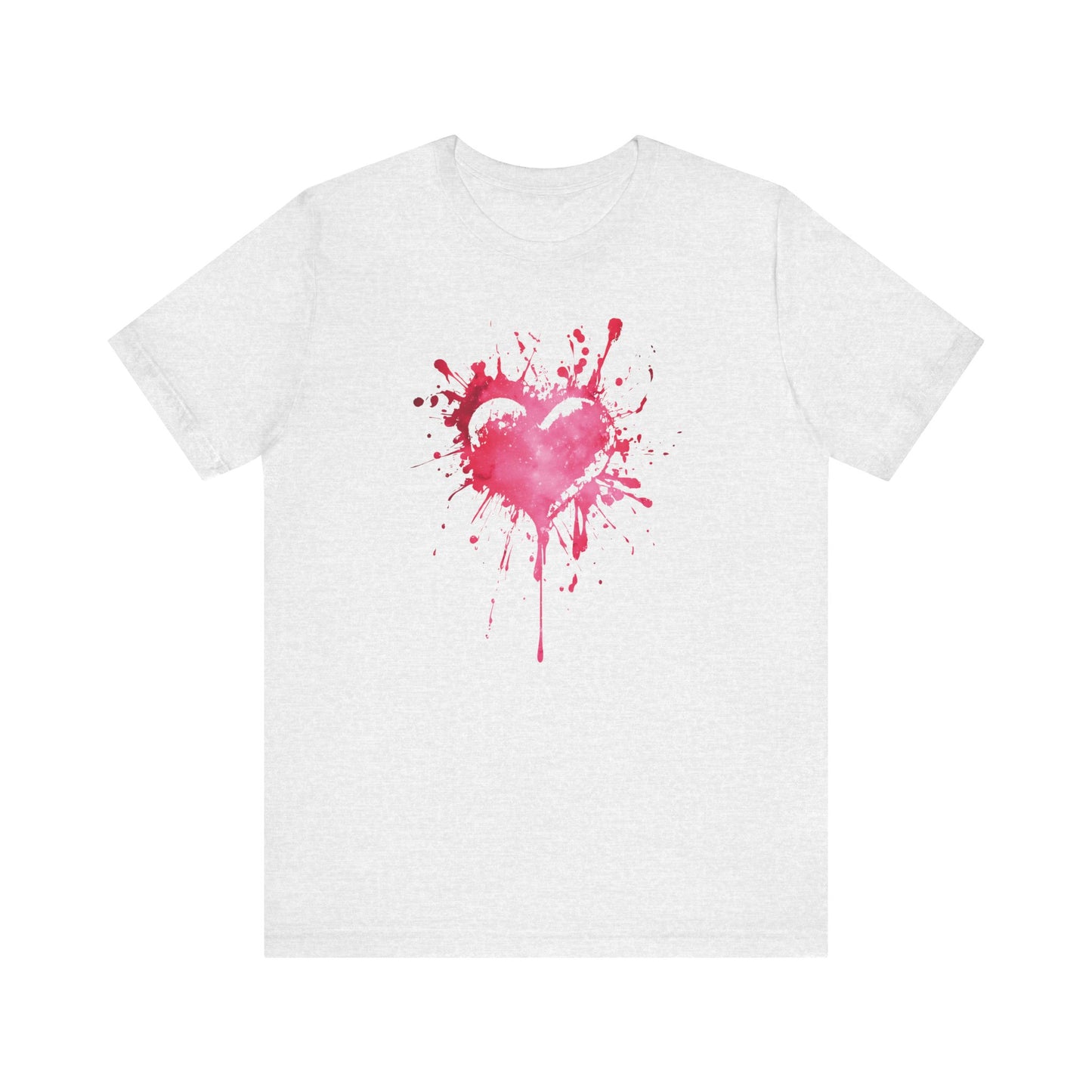 Heart Paint Splash T‑Shirt — Watercolor Pink Heart Graphic Tee