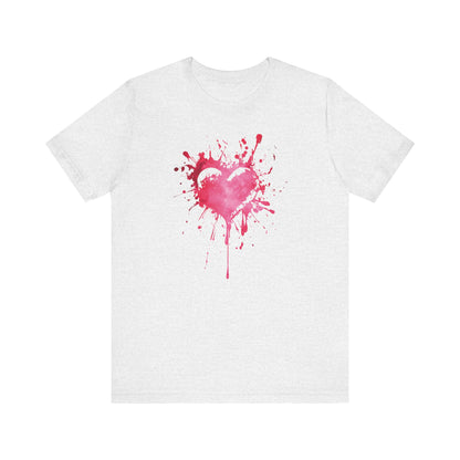 Heart Paint Splash T‑Shirt — Watercolor Pink Heart Graphic Tee