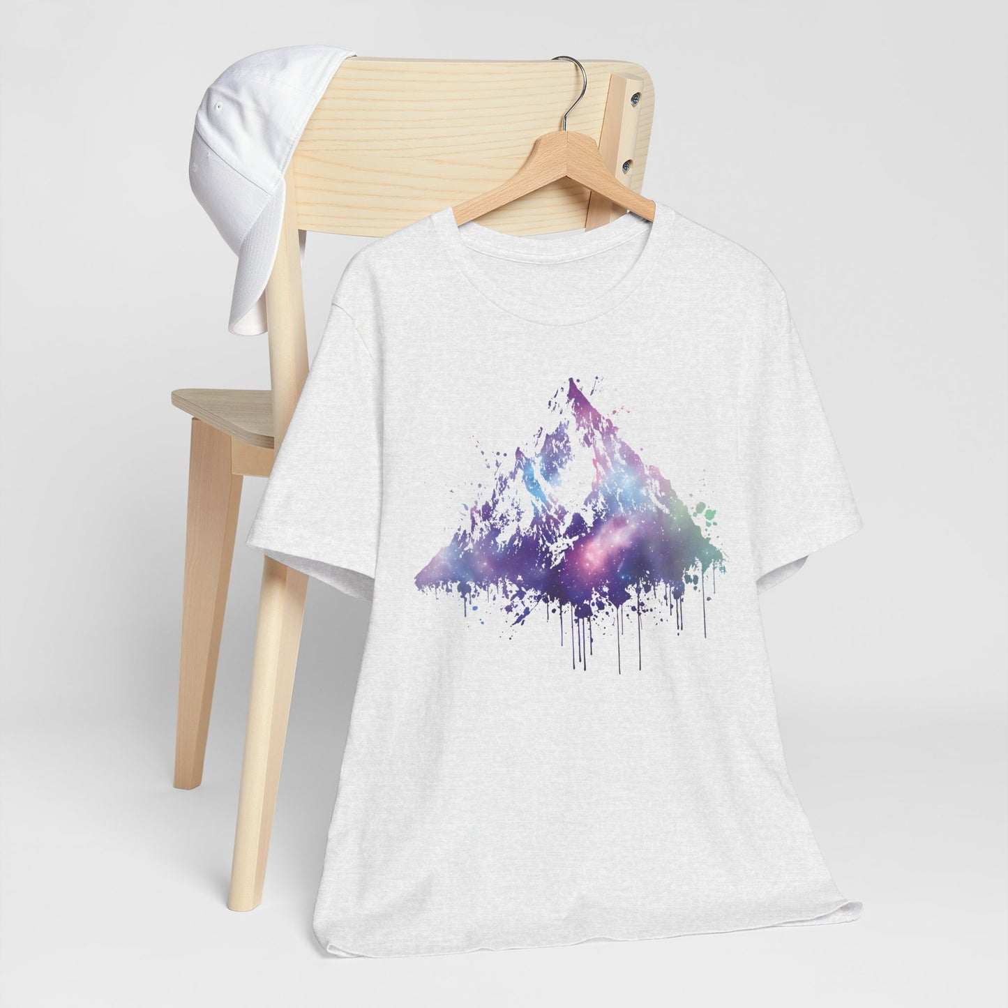 Space Mountain Watercolor Tee — Colorful Drip Peak Graphic T-Shirt