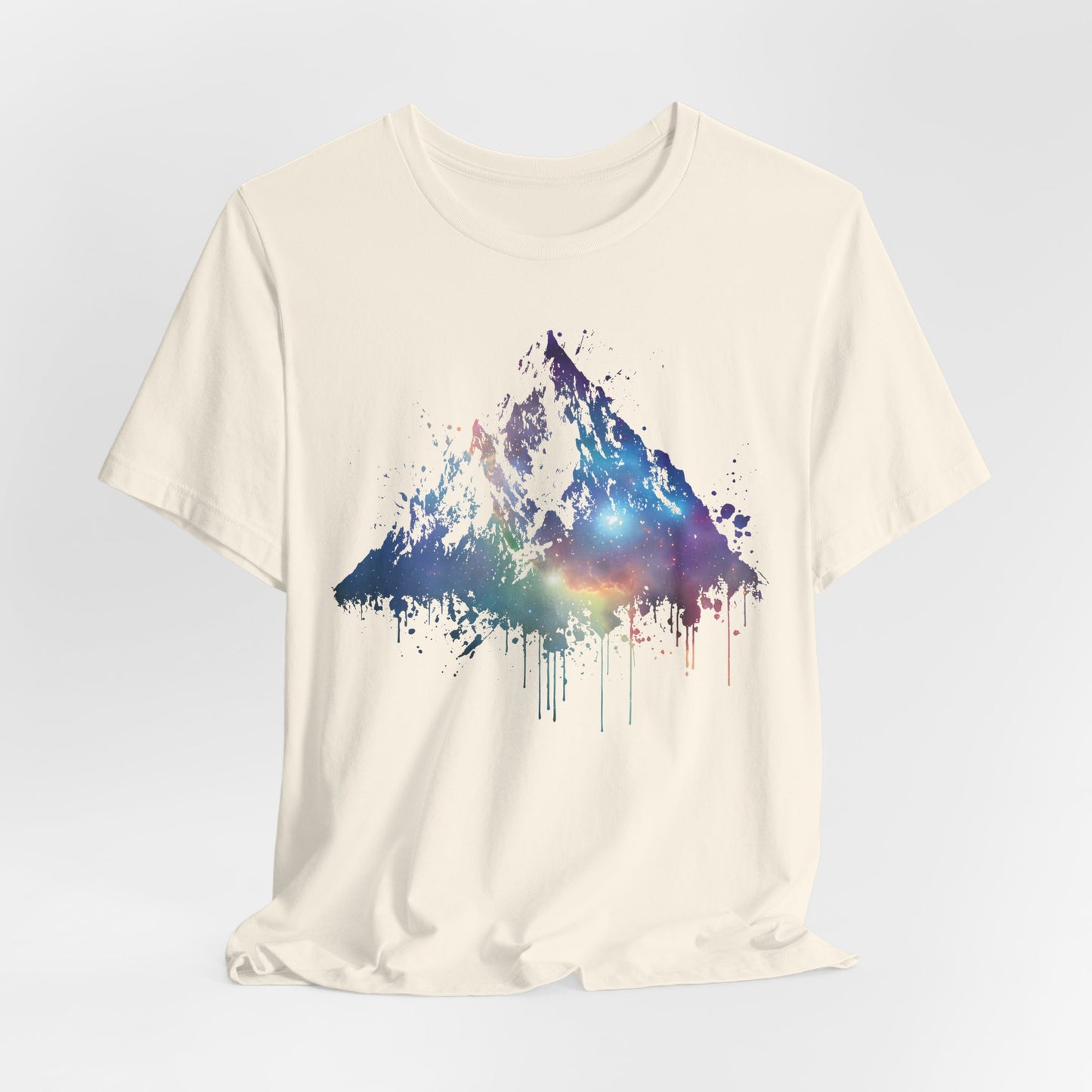 Space Mountain Watercolor Tee — Colorful Drip Peak Graphic T-Shirt