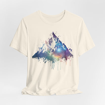 Space Mountain Watercolor Tee — Colorful Drip Peak Graphic T-Shirt