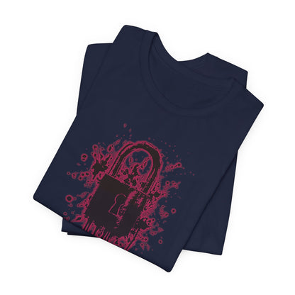 Locked Up Graphic Tee — Dark Splatter Lock Design