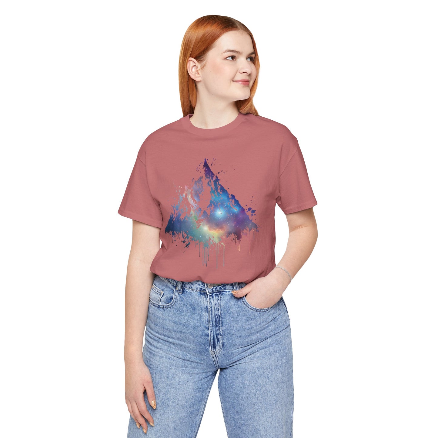 Space Mountain Watercolor Tee — Colorful Drip Peak Graphic T-Shirt