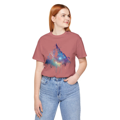 Space Mountain Watercolor Tee — Colorful Drip Peak Graphic T-Shirt