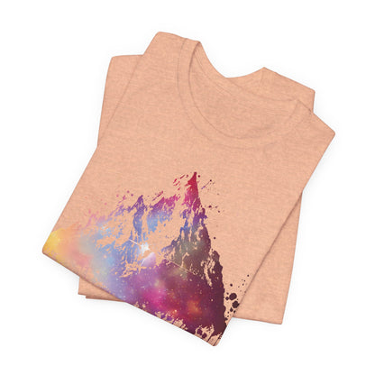 Space Mountain Watercolor Tee — Colorful Drip Peak Graphic T-Shirt