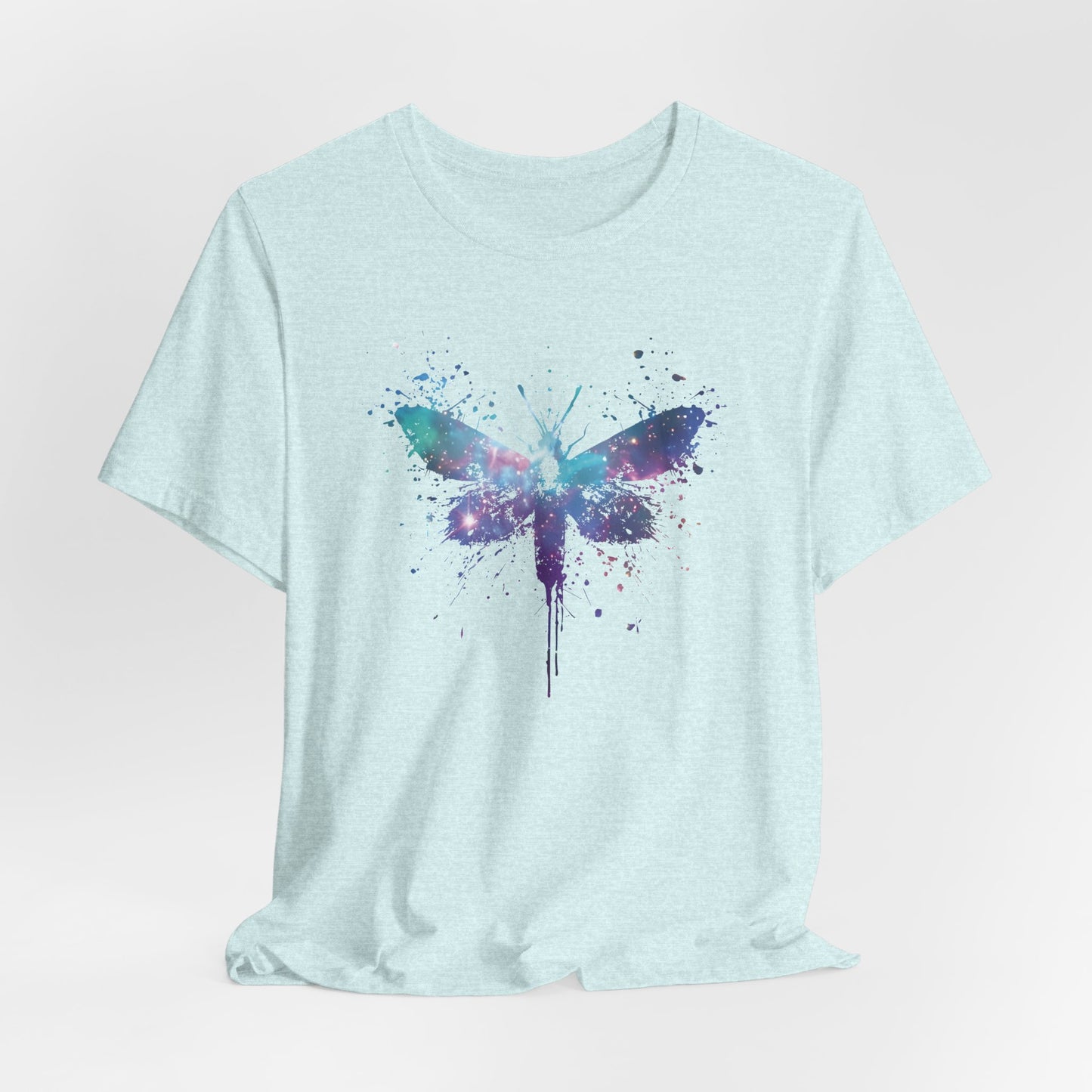 Galaxy Moth Graphic Tee - Watercolor Splatter Butterfly T-Shirt