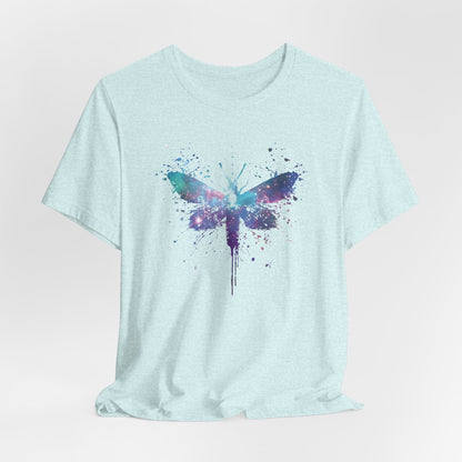 Galaxy Moth Graphic Tee - Watercolor Splatter Butterfly T-Shirt
