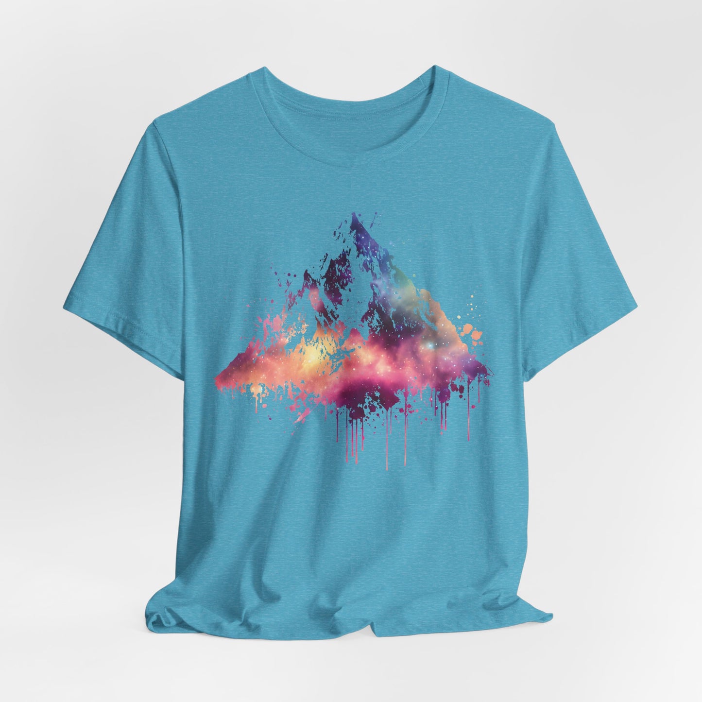 Space Mountain Watercolor Tee — Colorful Drip Peak Graphic T-Shirt