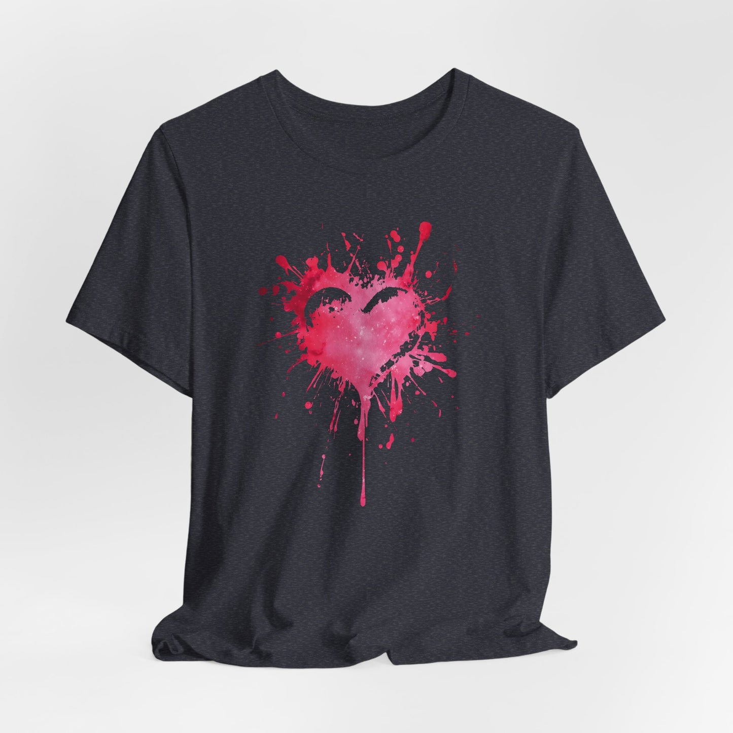 Heart Paint Splash T‑Shirt — Watercolor Pink Heart Graphic Tee