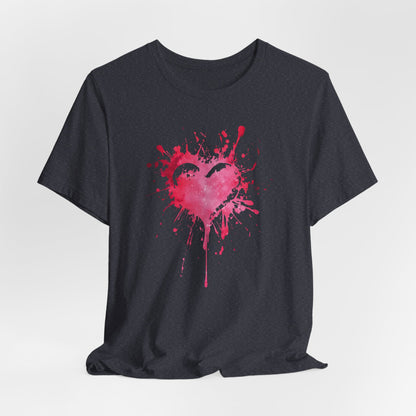Heart Paint Splash T‑Shirt — Watercolor Pink Heart Graphic Tee