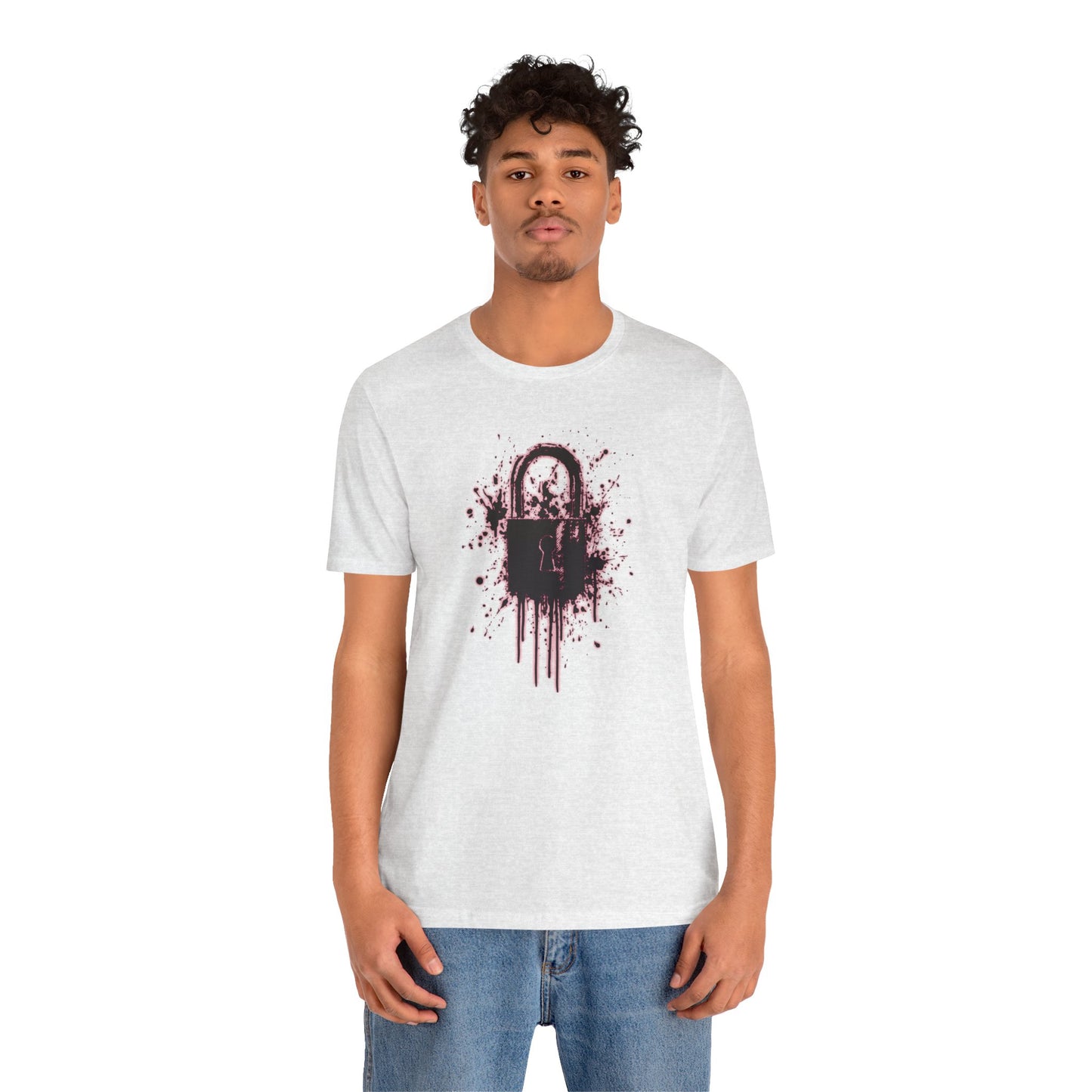 Locked Up Graphic Tee — Dark Splatter Lock Design