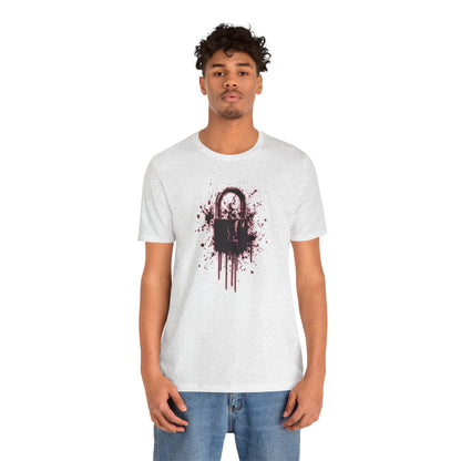 Locked Up Graphic Tee — Dark Splatter Lock Design