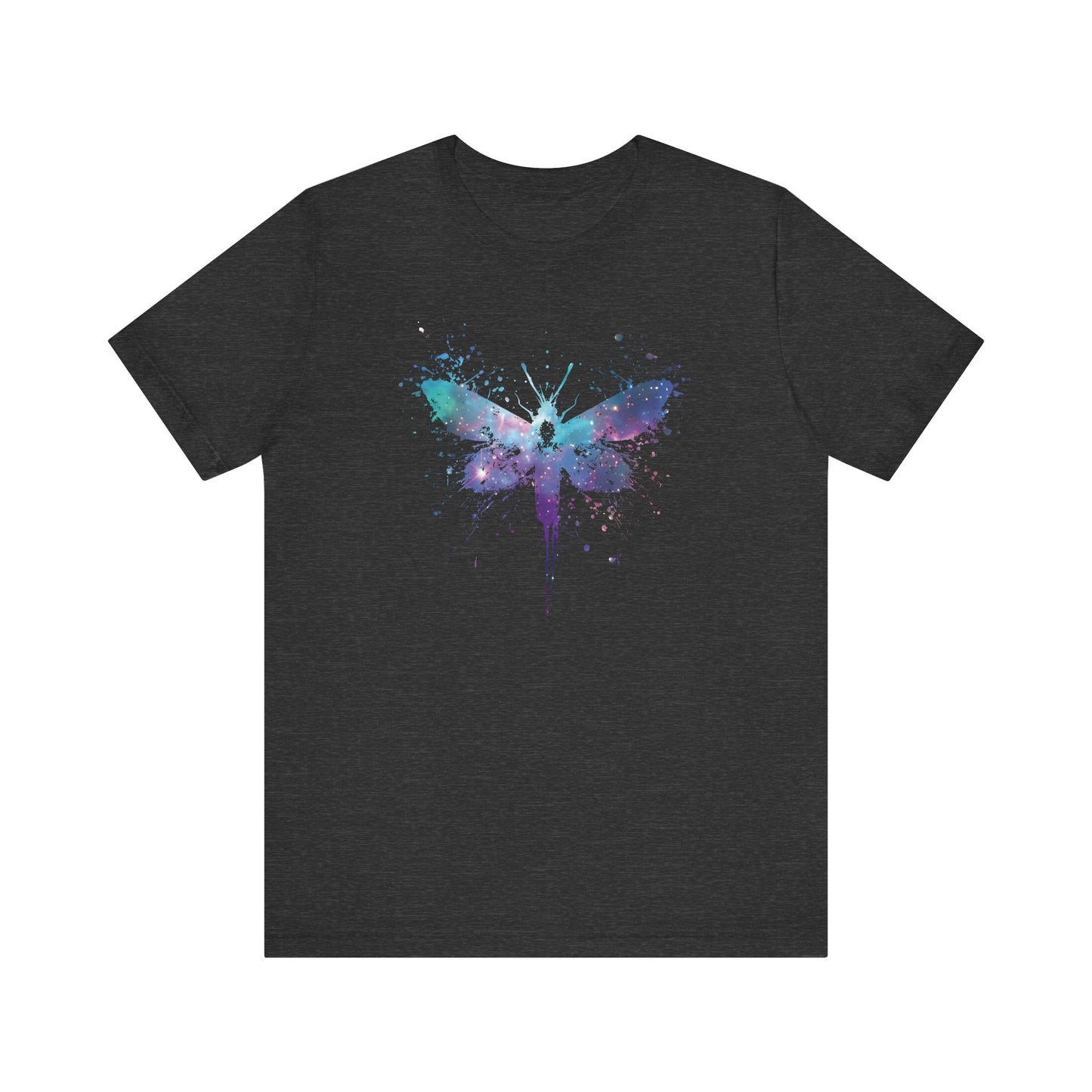 Galaxy Moth Graphic Tee - Watercolor Splatter Butterfly T-Shirt