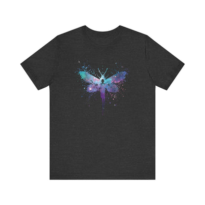 Galaxy Moth Graphic Tee - Watercolor Splatter Butterfly T-Shirt