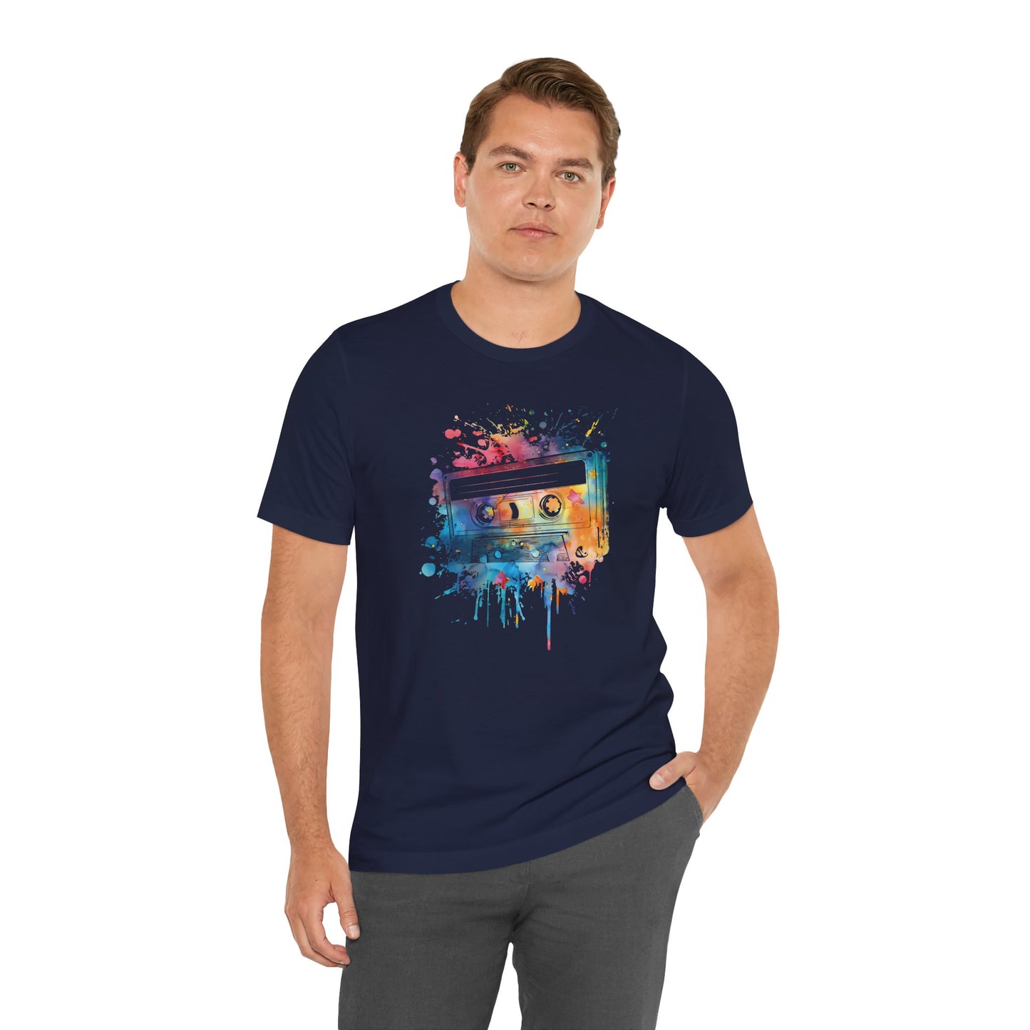 Retro Watercolor Cassette Tape T-Shirt — Vintage Music Tee
