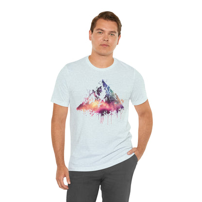 Space Mountain Watercolor Tee — Colorful Drip Peak Graphic T-Shirt