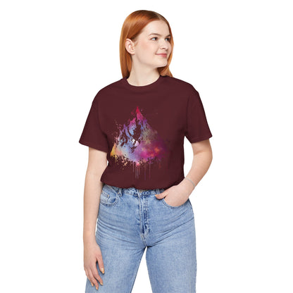 Space Mountain Watercolor Tee — Colorful Drip Peak Graphic T-Shirt