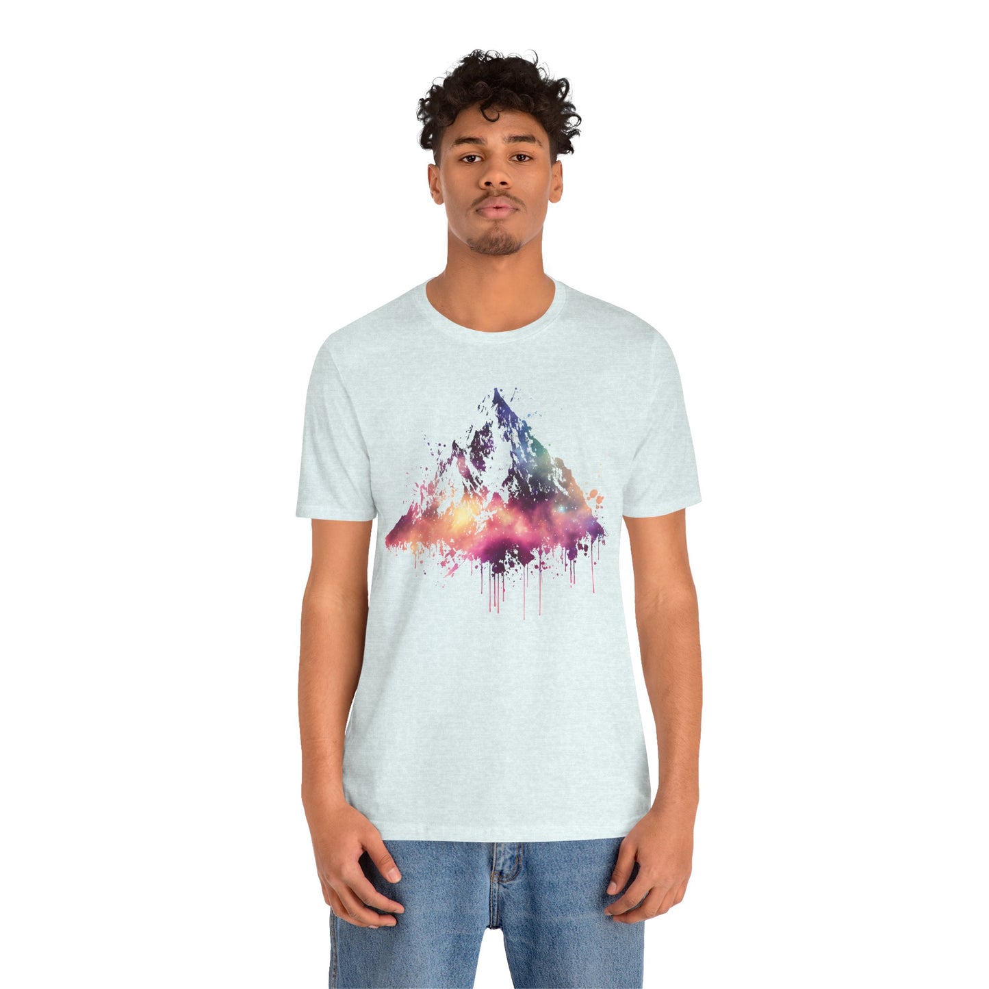 Space Mountain Watercolor Tee — Colorful Drip Peak Graphic T-Shirt