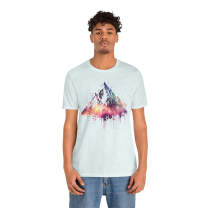 Space Mountain Watercolor Tee — Colorful Drip Peak Graphic T-Shirt
